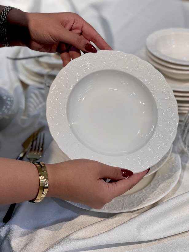 سرویس غذا خوری شش نفره گل برجسته Bahar محصول ترکیه
