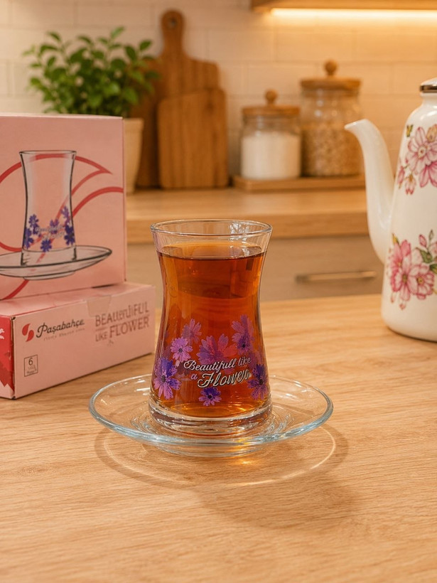 دوطرح استکان نعلبکی ۸ پارچه محصول Paşabahçe ترکیه