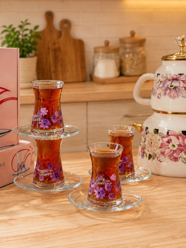 دوطرح استکان نعلبکی ۸ پارچه محصول Paşabahçe ترکیه