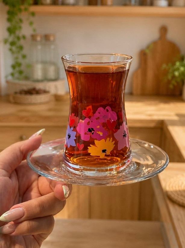 دوطرح استکان نعلبکی ۸ پارچه محصول Paşabahçe ترکیه