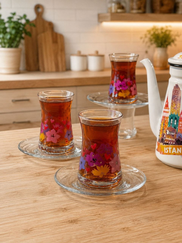 دوطرح استکان نعلبکی ۸ پارچه محصول Paşabahçe ترکیه
